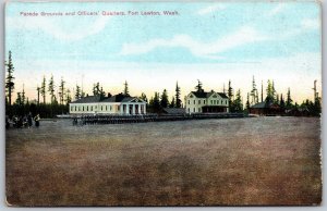 Vtg Washington WA Fort Lawton Parade Grounds & Officers Quarters 1910s Postcard