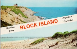 Greetings from Brock Island RI Rhode Island Lighthouse Unused Postcard H18