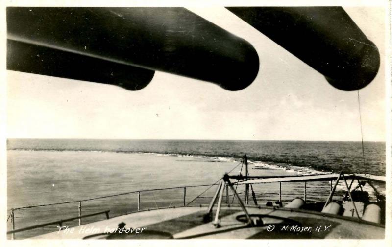 USS New Hampshire, 1916 - The Helm Hard-Over - RPPC