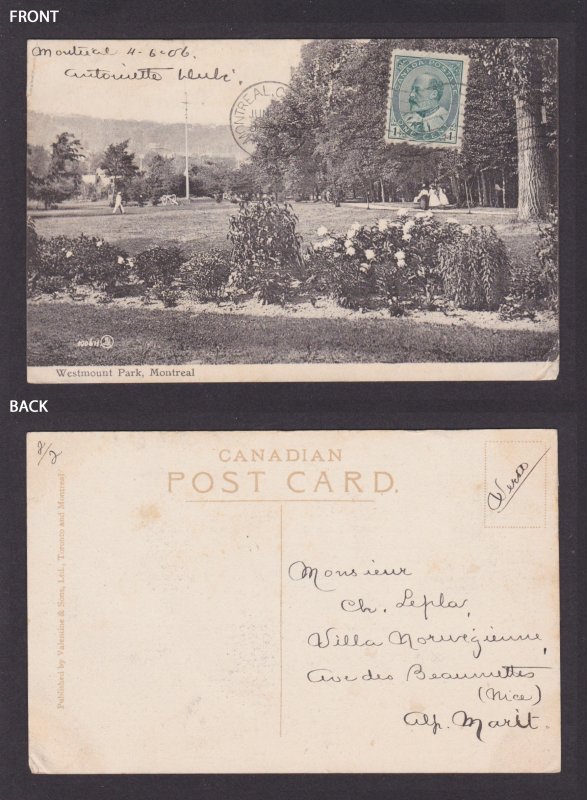 Postcard, CANADA, Montreal, Westmount Park