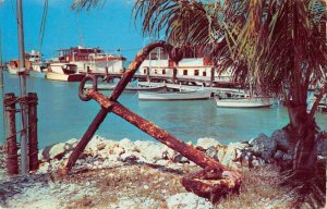 Marathon Florida scenic view boats at pier Thompson's Dock vintage pc BB2426