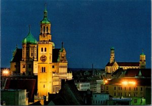 Germany Augsburg City Hall & St Ulrichs Muenster At Night