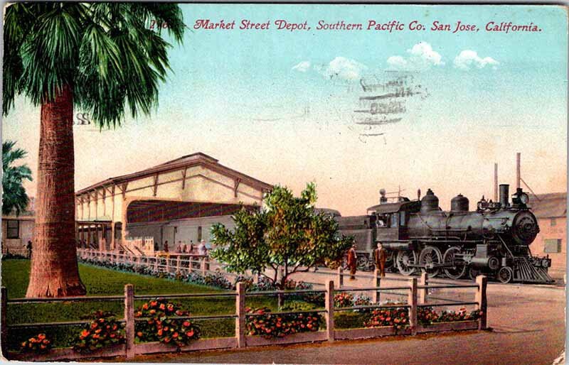 Postcard TRAIN STATION SCENE San Jose California CA AL3245