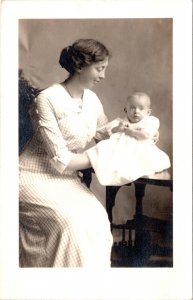 RPPC Mother Child Rolf Anton Norby 6 months Chicago Real Photo Postcard