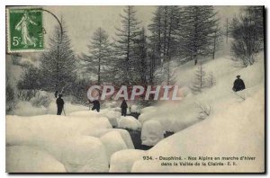 Old Postcard Dauphine in our Alpine winter walk in the valley of the Alpine H...