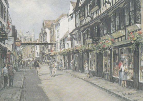 Stonegate Bookshop Pub Flags Flying York Giant Painting Postcard