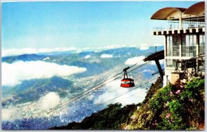 VINTAGE POSTCARD THE CABLE CAR STATION ABOVE THE CITY OF CARACAS VENEZUELA 1960s