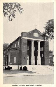 Pine Bluff Arkansas Catholic Church Street View Antique Postcard K52603