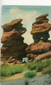 Postcard Early View of Siamese Twins, Garden of the Gods , CO.