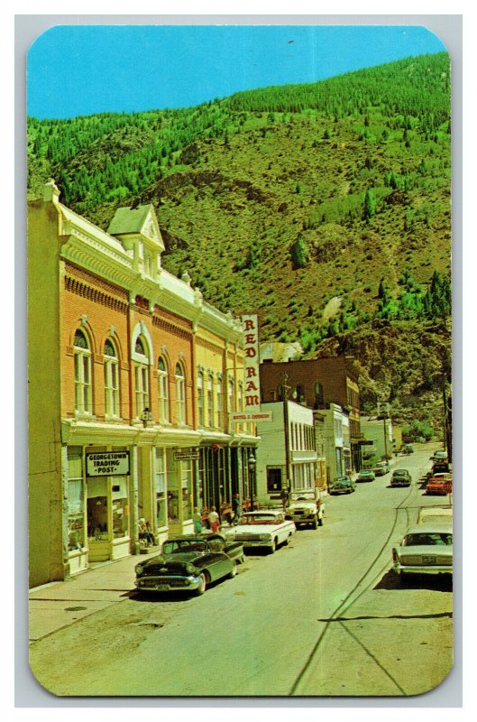 Vista Main Street Georgetown Colorado Vintage Standard View Postcard Old Cars 