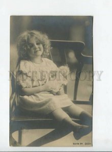 3177661 Lovely Girl w/ DOLL Chair ART NOUVEAU Vintage PHOTO PC
