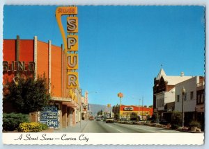 Carson City Nevada NV Postcard The Capital Carson Street And Silver Spur c1960's