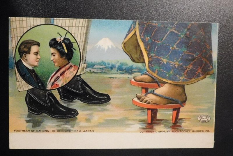 Mint USA Advertising Postcard Woonsocket Rubber Co Footwear of Nations Japan