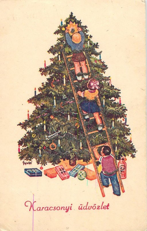 Holidays & celebrations seasonal greetings Hungary Christmas tree gifts ladder