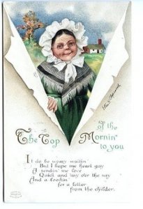 St Patricks Day Signed Ellen Clapsaddle Boy Girl Poem Postcard