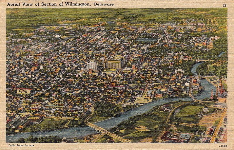 Postcard Aerial Section Wilmington Delaware DE