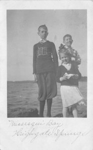 Highgate Springs Vermont Missisquoi Bay Children Real Photo Postcard AA64193