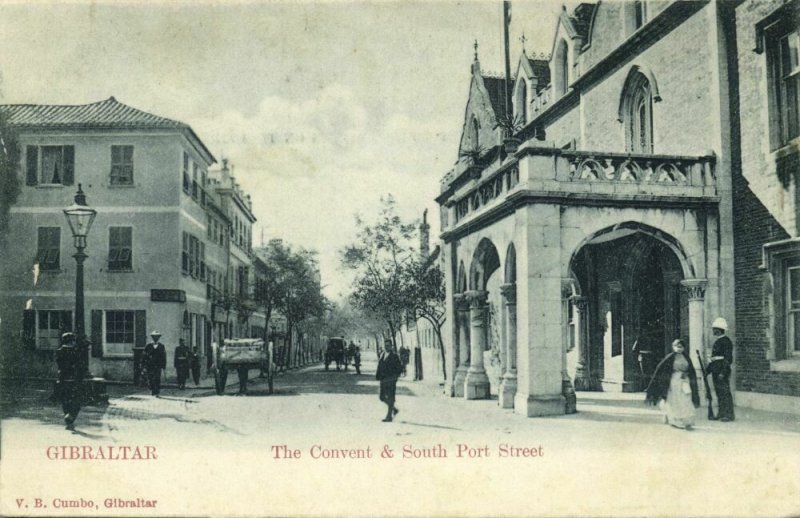 Gibraltar, The Convent & South Port Street (1899) V.B. Cumbo Postcard