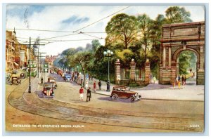 1947 Entrance to St. Stephen's Green Dublin Ireland Valentines Postcard
