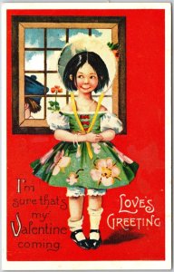 Lovely Girl Cute Dress Love Greeting Valentine Postcard