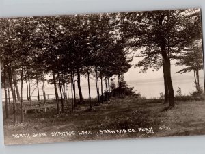 c1910 South Shore Shawano Lake County Park Wisconsin WI RPPC Postcard