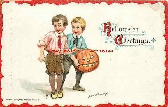 Halloween, Two Children Holding JOL, Francis Brundage No. 121