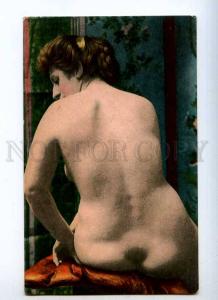 233758 NUDE Belle Woman on Pillow Vintage Color PC