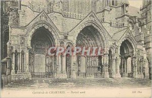 Old Postcard Cathedral of Chartres north portal