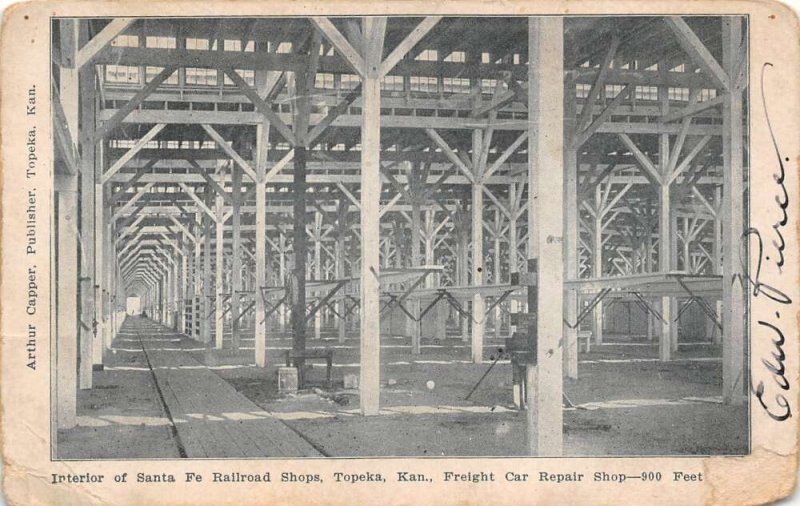 Topeka Kansas Interior, Santa Fe Railroad Shops, Divided Back Vintage PC U9899