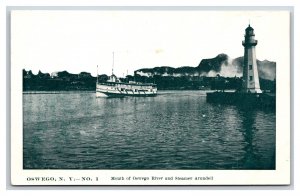 Steamer Arundel and Lighthouse Oswego New York NY UNP Unused UDB Postcard V14
