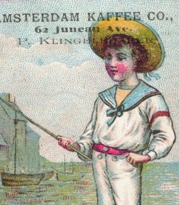 1880s Amsterdam Kaffee Co. German & English Coffee List Sailor Boy P161