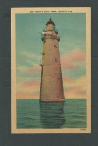 Ca 1926 PPC Lighthouse Minots Built In 1860 Massachusetts Bay Mint