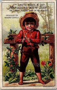 1880s LAUTZ BROS & COs MARSEILLES WHITE SOAP HUCK FINN TRADE CARD 26-72