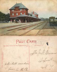 MIDDLETOWN N.Y. RAILWAY STATION 1909 ANTIQUE POSTCARD RAILROAD DEPOT