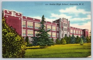 Gastonia North Carolina~Senior High School & Grounds~Vintage Linen Postcard