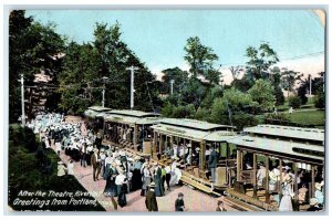 1910 Greetings From Portland Maine Posted After Theatre Riverton Park Postcard