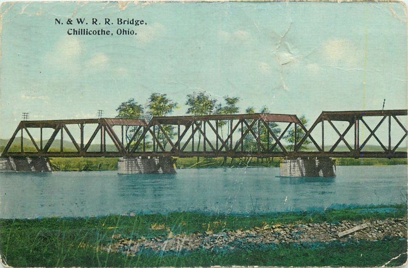 Postcard USA new railway bridge Chillicothe Ohio