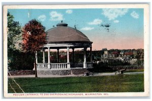 1917 Pavilion Entrance To The Zoo Overlooking Highlands Wilmington DE Postcard