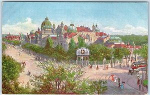 c1900s Dresden, Germany Exhibition Palace Domed Buildings Street Scene Tram A353