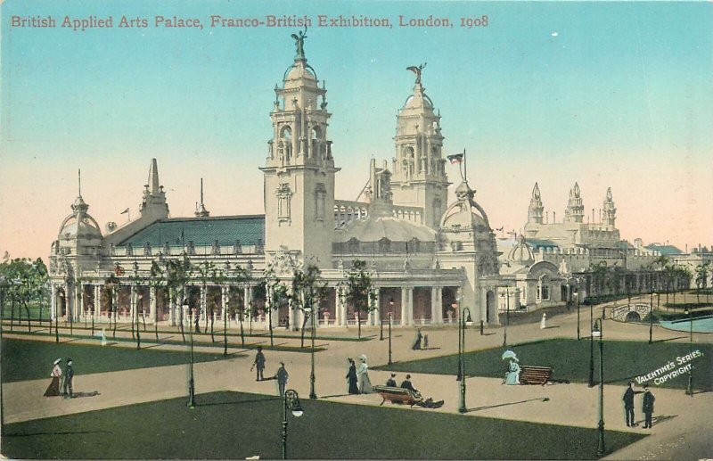 Postcard LONDON Exhibition British Applied arts palace 1908 Franco-british expo