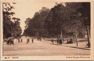 France Brest Avenue Georges Clemenceau Vintage Postcard C077