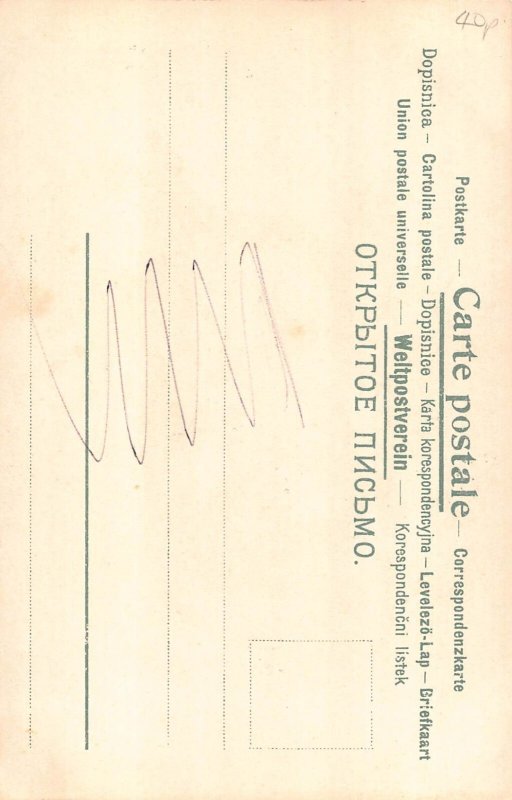 Easter Greetings Humanized Rabbits Bridge over Chick March postcard C318