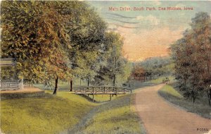 Des Moines Iowa 1915 Postcard Main Drive South Park Bridge