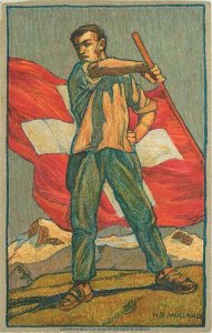 1912 Switzerland Poster Style National Fete artist impression Postcard 22-5031