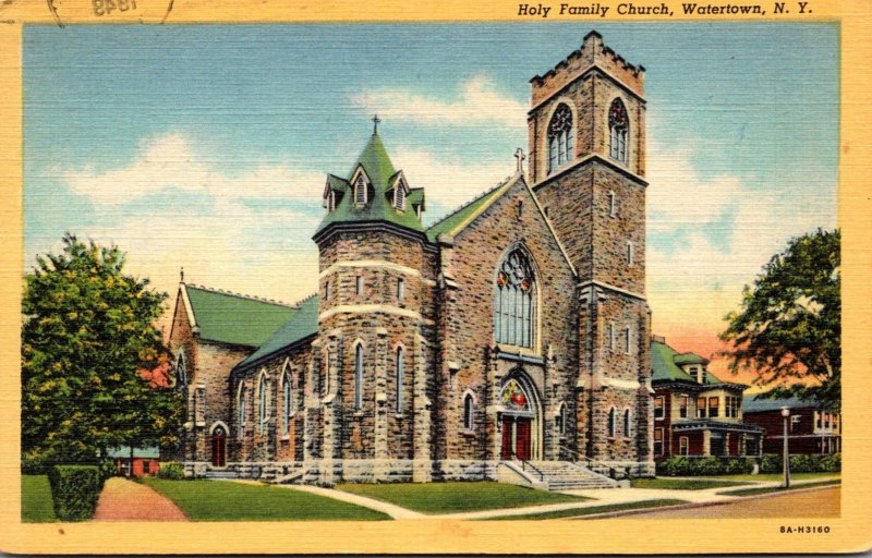 New York Watertown Holy Family Church 1949 Curteich