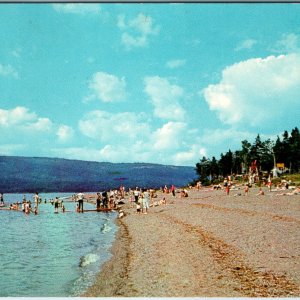 c1960s South Brook, NL Bowater Park Beach Postcard Swimmers Deer Lake Photo