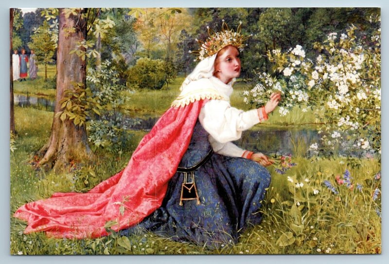 WOMAN LADY in Garden Old Fashion Flowers by GEORGE DUNLOP LESLIE NEW Postcard