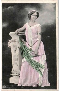 Pretty Lady in Pink - Souvenir Postcard - c1905