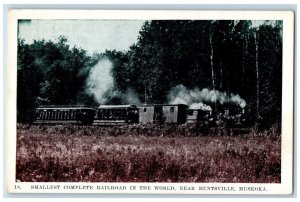 c1950's Train Locomotive Railroad Near Huntsville Muskoka Canada Postcard