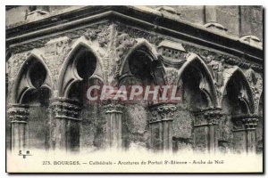 Old Postcard Bourges Cathedrale St Etienne Arcatures Portal Noah's Ark